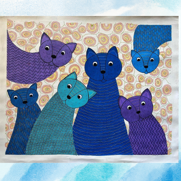 Gond Art Curious Cats