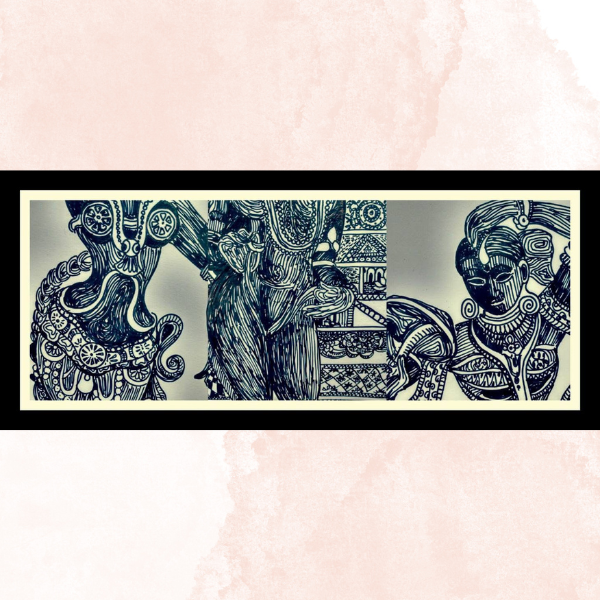Madhubani Art Sketch for Wall Decor