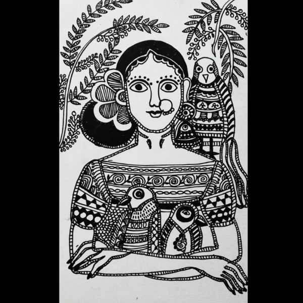 Madhubani Art Sketch for an Elegant Decor