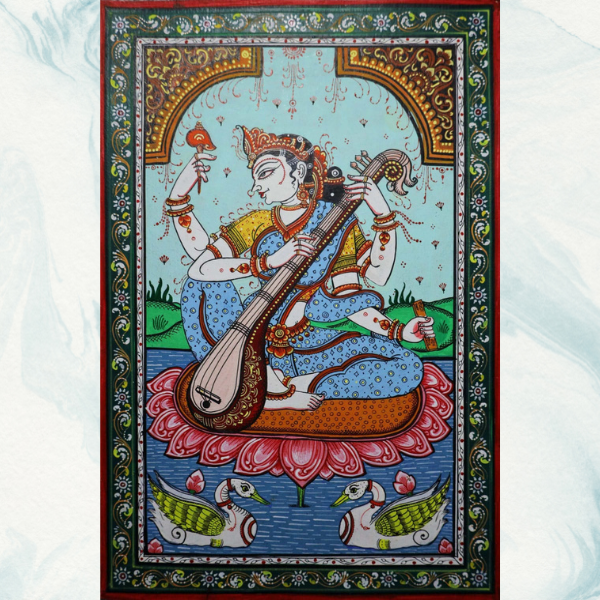 Pattachitra Art: Maa Saraswati Eternal Blessing