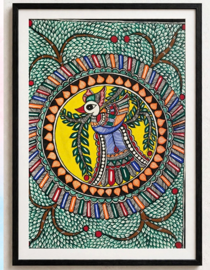 Handmade Madhubani Art – Divine Peacock Garden