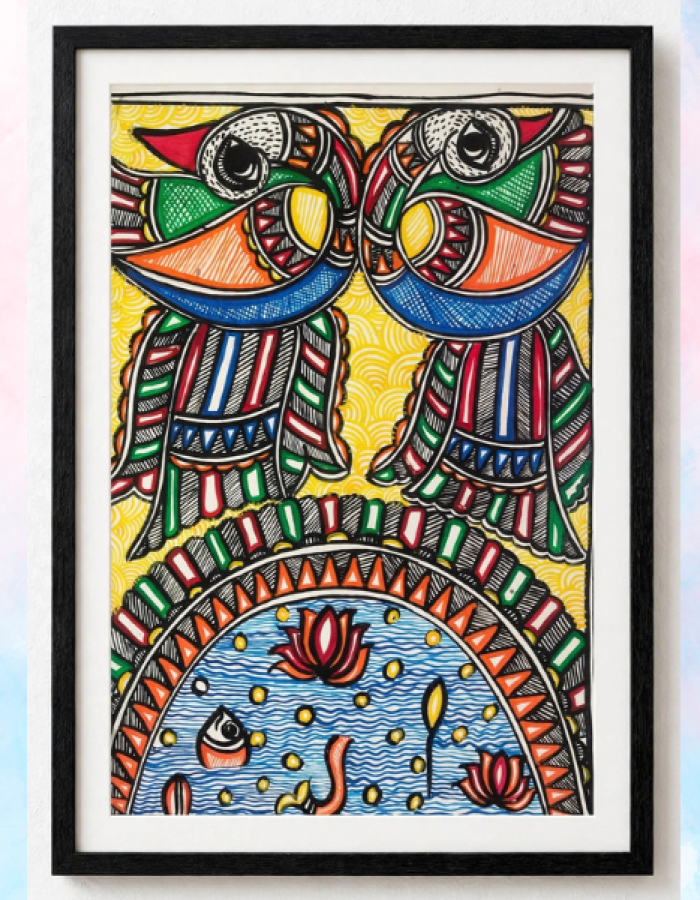 Handmade Madhubani Art | Elegant Peacock Folk Painting
